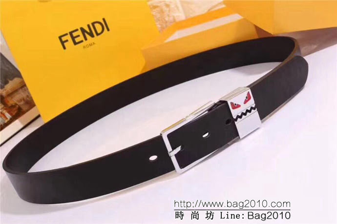 FENDI芬迪 原單正品 小怪獸皮帶系列 小怪獸琺瑯滴膠針扣 小牛皮男士皮帶  xfp1334